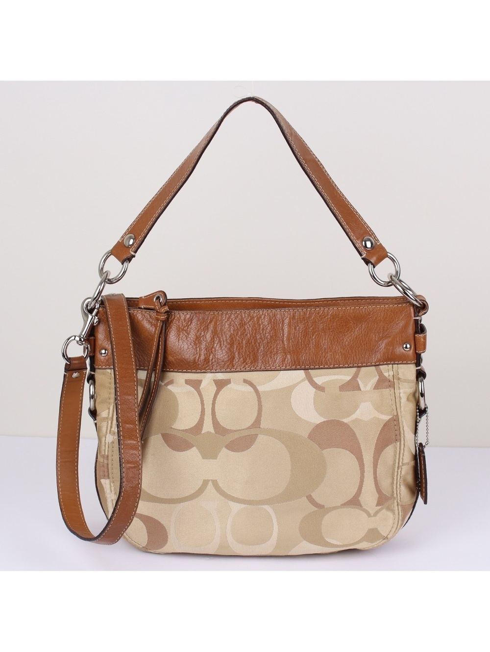 Vintage Coach Zoe Monogram Canvas Slouchy Hobo Bag Cream Tan Y2K Style